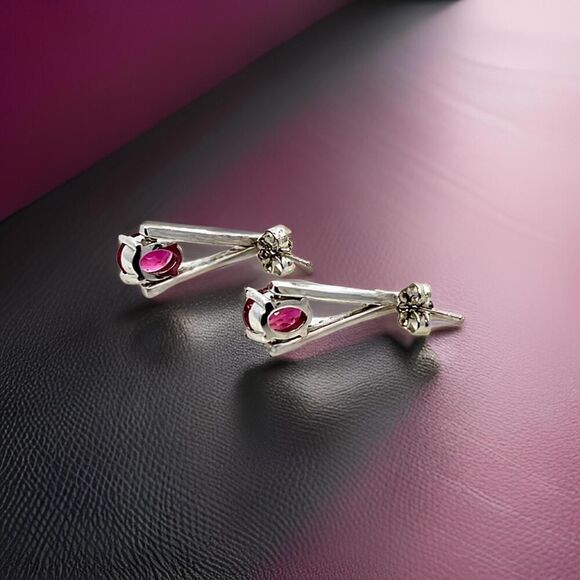 Natural Tourmaline Diamond Dangle Stud Earrings 0.75" 14k White Gold 2.48 TCW - Picture 9 of 13